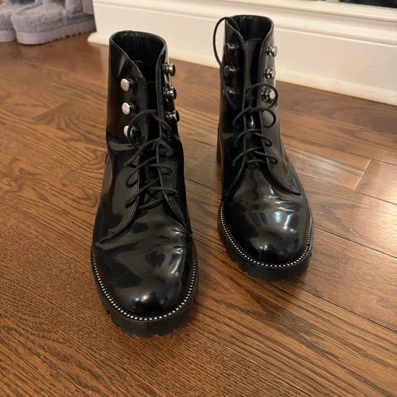 Dior Rebelle Patent Crystal Lace Up Combat Boots - Picture 3 of 9